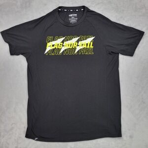 Flag Nor Fail Shirt Men Small Black Viscose Stretch Crew Sport Yellow Logo Adult